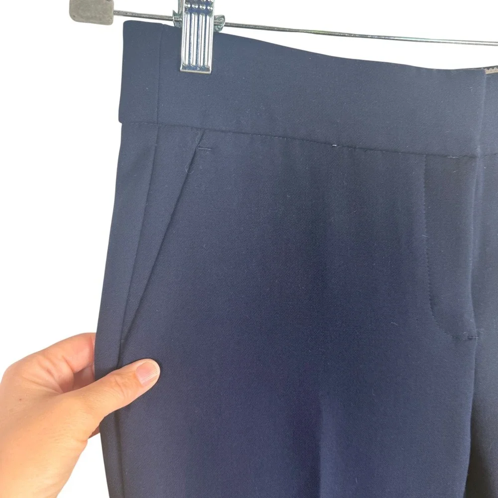 NWT J.Crew Edie Navy Blue Straight Leg Career‎ Trouser Pants Size 4